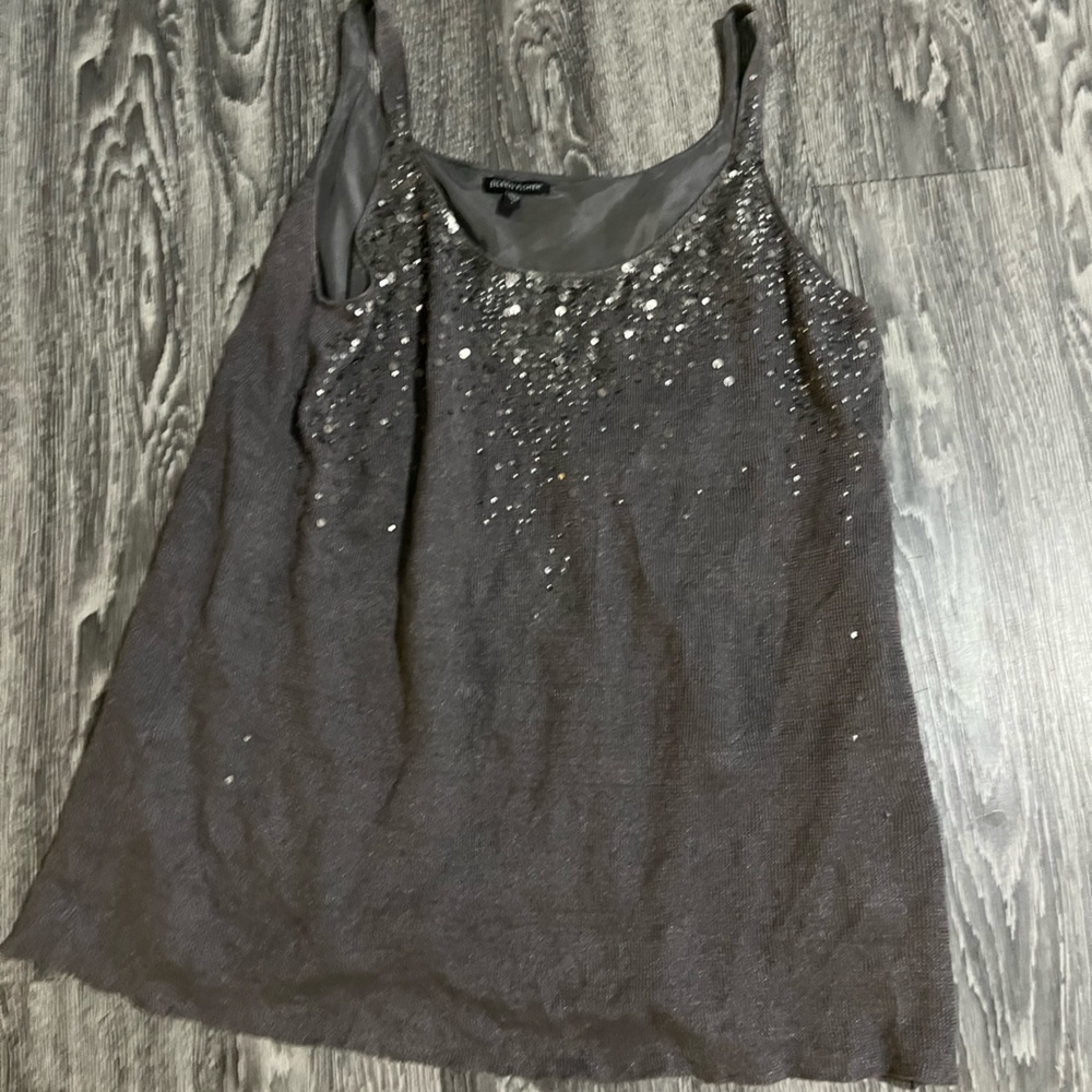 Eileen Fisher Charcoal Beaded Scoop Neck Tank